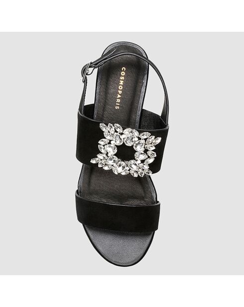 Heidi zwarte fluwelen leren sandalen