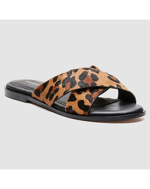 Mules de piel Hipon Leopard Pony