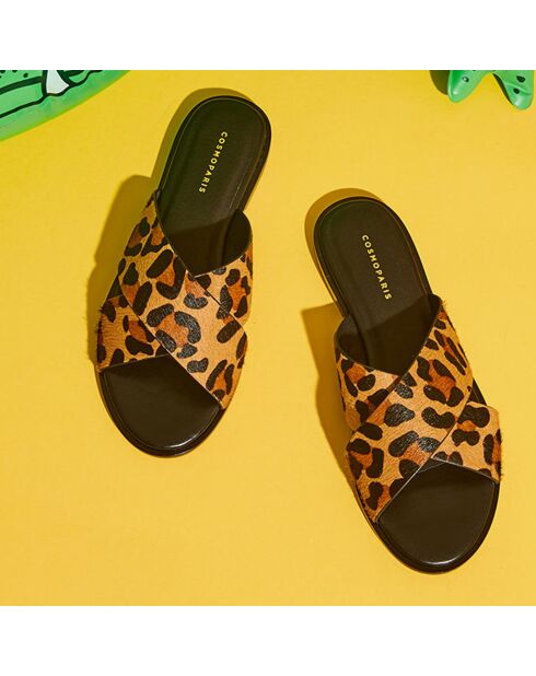 Mules de piel Hipon Leopard Pony
