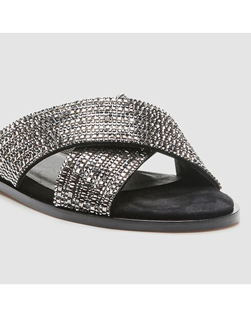 Mules Huna in pelle di velluto nero