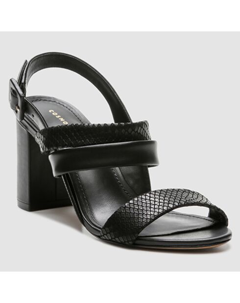 Javou Python leren zwarte sandalen met hak van 7 cm