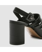 Sandales en Cuir python Javou noires - Talon 7 cm