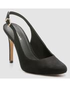 Slingbacks en Velours de Cuir Jenama noirs - Talon 9 cm