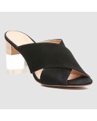 Mules en Velours de Cuir Lexia noires - Talon 7 cm