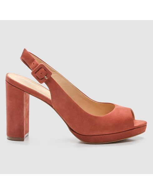 Slingback en Velours de Cuir Lija vieux rose - Talon 9 cm