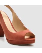 Slingback en Velours de Cuir Lija vieux rose - Talon 9 cm