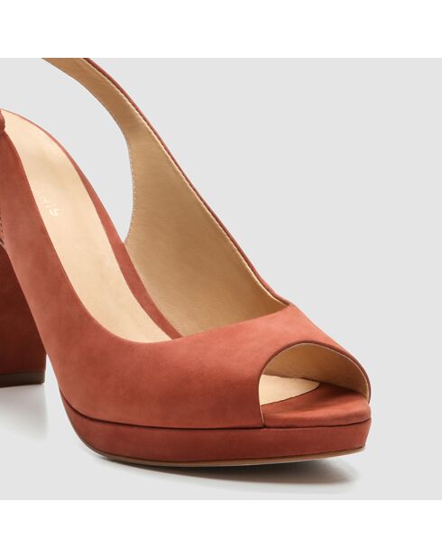 Slingback en Velours de Cuir Lija vieux rose - Talon 9 cm