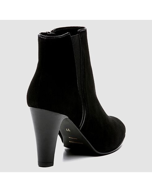 Bottines en Velours de Cuir Lynn noires - Talon 8 cm