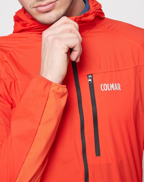 Packbare Stretchjacke mit Windschutz rot-orange