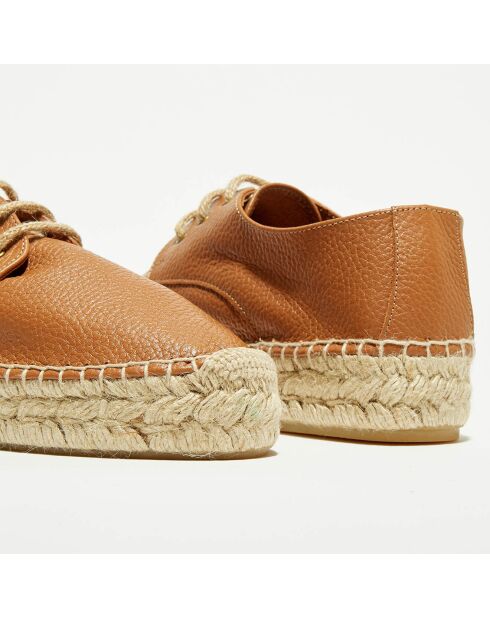 Espadrilles en Velours de Cuir Sable cognac