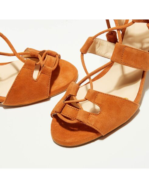 Sandales en Velours de Cuir Carilo brandy - Talon 8 cm