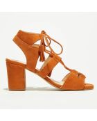 Sandales en Velours de Cuir Carilo brandy - Talon 8 cm