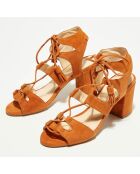 Sandales en Velours de Cuir Carilo brandy - Talon 8 cm