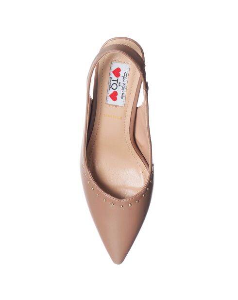Sling-Back Luna beiges - Talon 8.5 cm