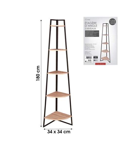 Etagère Colorado  bois clair   - 34x34x180 cm