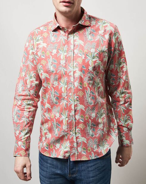 Chemise regular Paul imprimé tropical rouge/multicolore