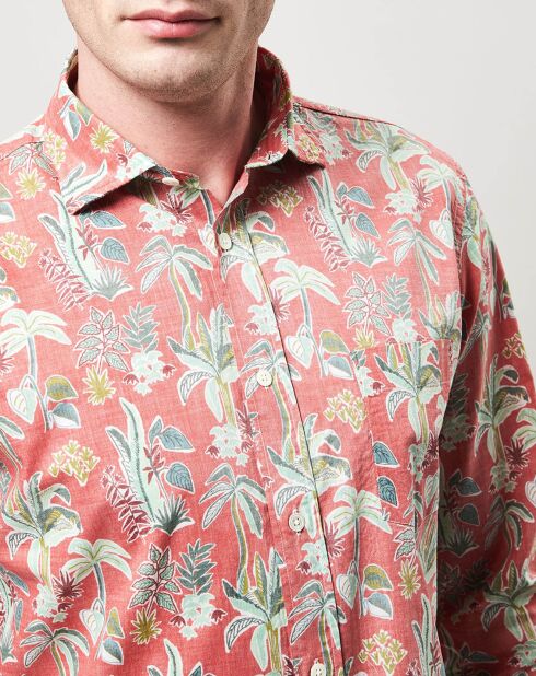 Chemise regular Paul imprimé tropical rouge/multicolore