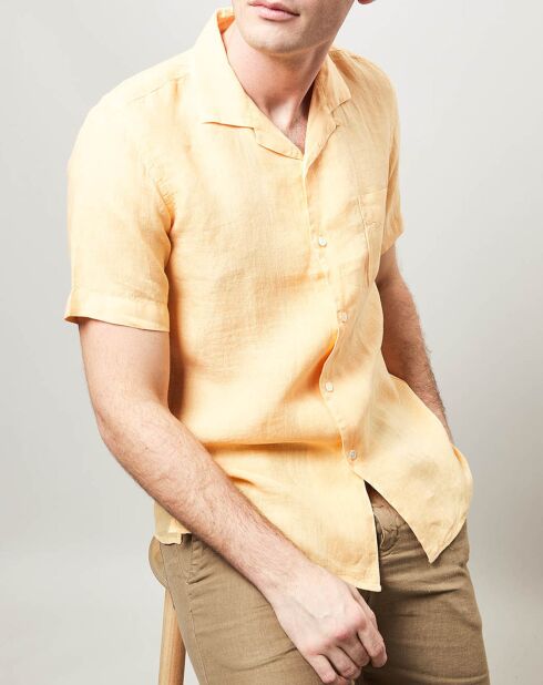 Chemise 100% Lin slim Slam jaune