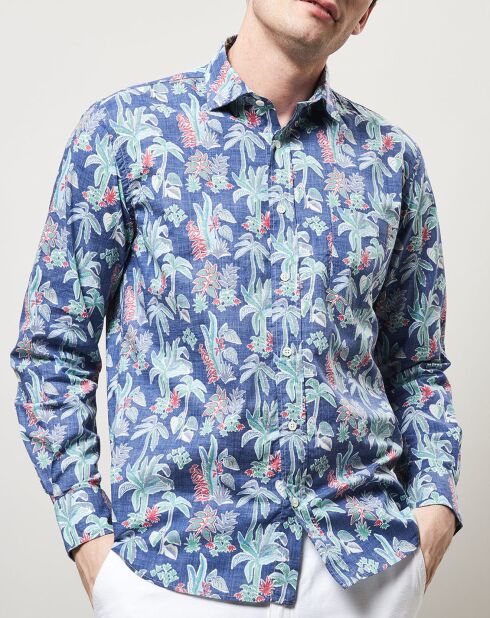 Chemise regular Paul imprimé tropical bleu/multicolore