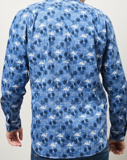 Chemise regular Paul imprimé flamant bleu/blanc