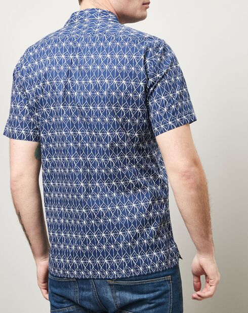 Blau/weißes Slam-Slim-Shirt mit Aufdruck