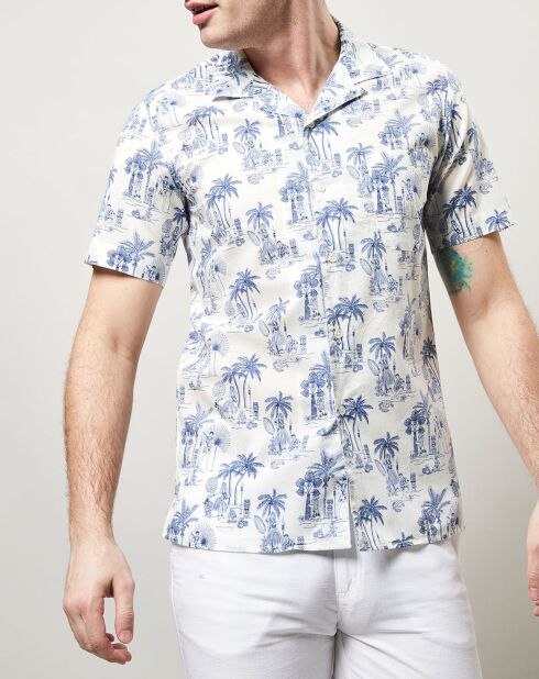 Slam blaues, bedrucktes Slim-Shirt