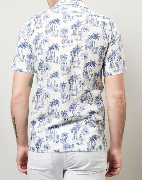 Slam blaues, bedrucktes Slim-Shirt