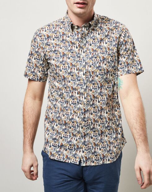 Camicia slim con stampa Sander in beige/multicolore