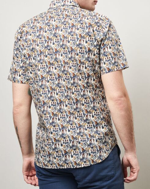 Camicia slim con stampa Sander in beige/multicolore