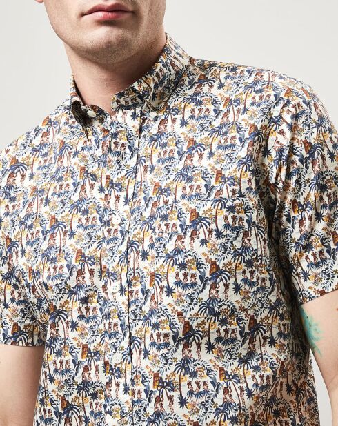 Camicia slim con stampa Sander in beige/multicolore