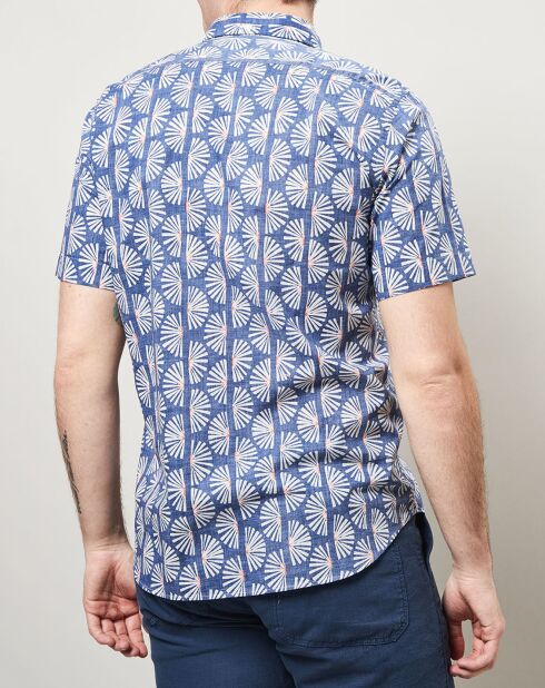 Sander blaues, bedrucktes Slim Shirt