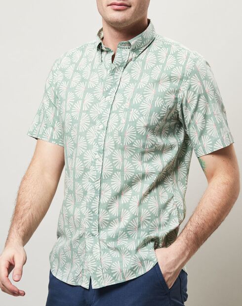 Chemise slim imprimée Sander verte