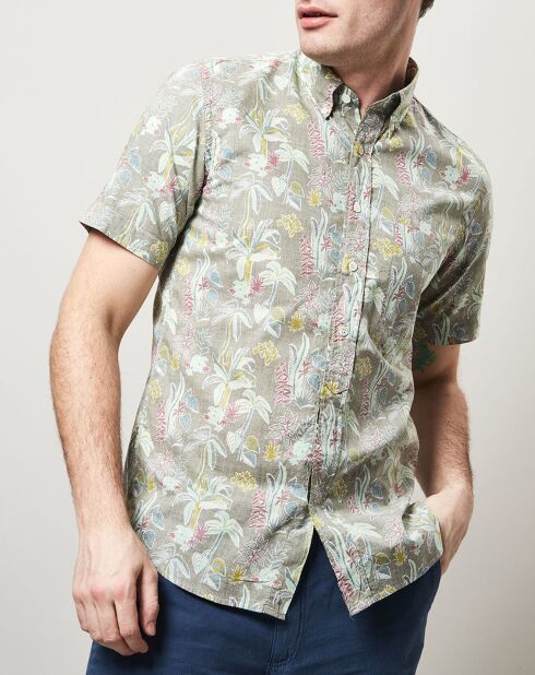 Chemise slim imprimée Sander verte