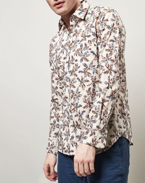 Chemise slim Storm imprimé palmiers beige