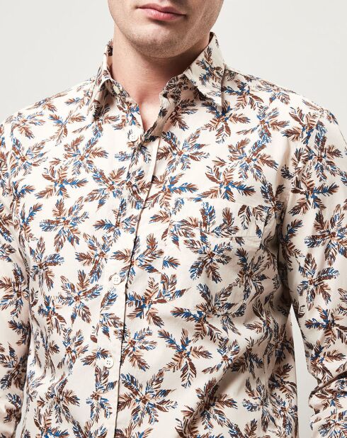 Chemise slim Storm imprimé palmiers beige