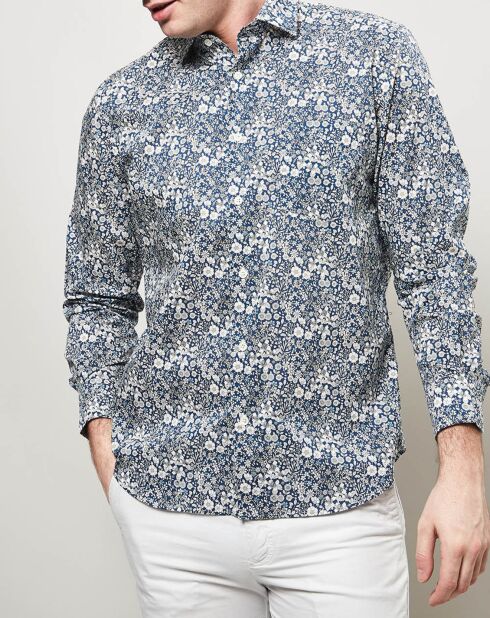 Chemise regular Penn imprimé floral bleu/blanc