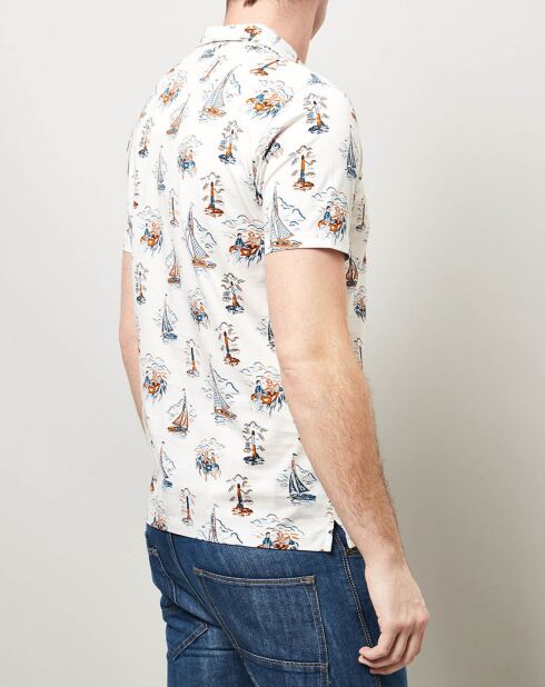 Poloshirt aus 100% Baumwolle mit ecrufarbenem Aufdruck