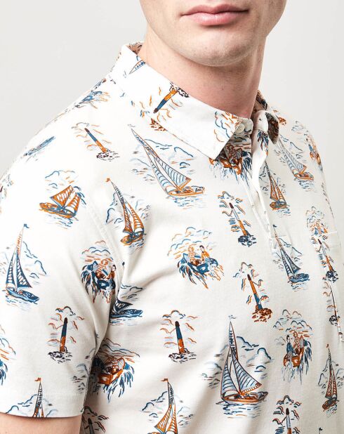 Poloshirt aus 100% Baumwolle mit ecrufarbenem Aufdruck