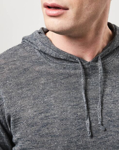 Pull en Lin & Coton Hoody gris