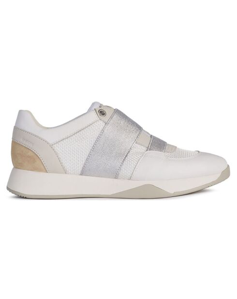 Baskets en Cuir & Mesh Suzzie blanc/argenté