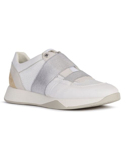 Baskets en Cuir & Mesh Suzzie blanc/argenté