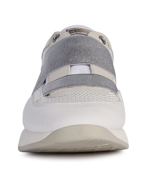 Baskets en Cuir & Mesh Suzzie blanc/argenté