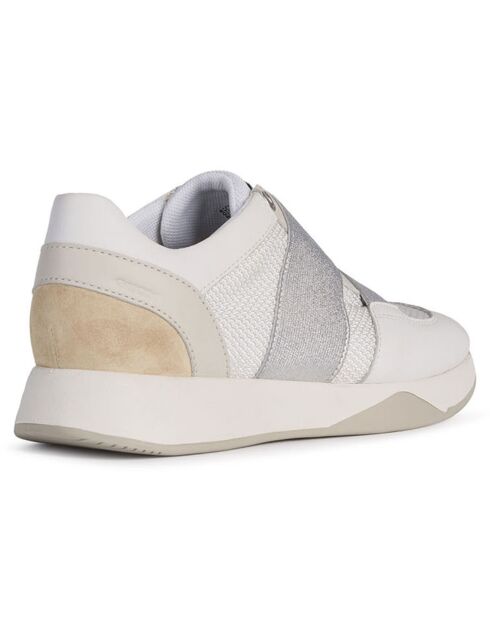Baskets en Cuir & Mesh Suzzie blanc/argenté