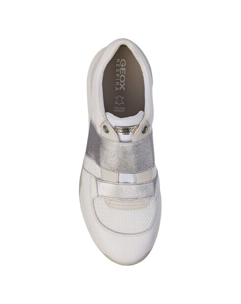 Baskets en Cuir & Mesh Suzzie blanc/argenté