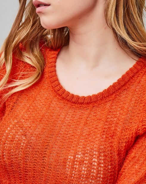 Pull fin en Laine & Mohair mélangée Pierrette orange