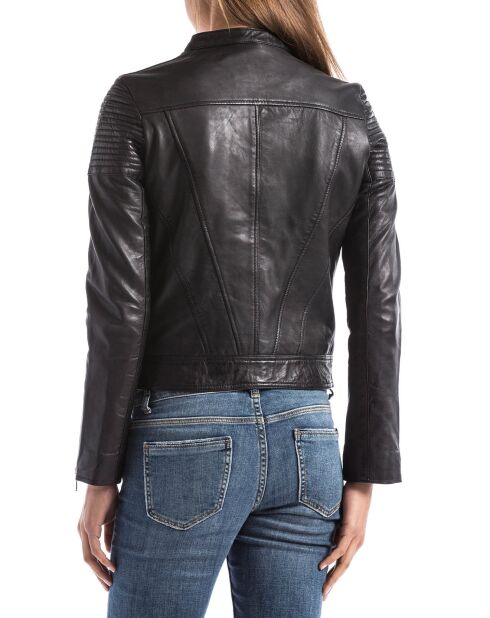 Veste en Cuir Narmada noire