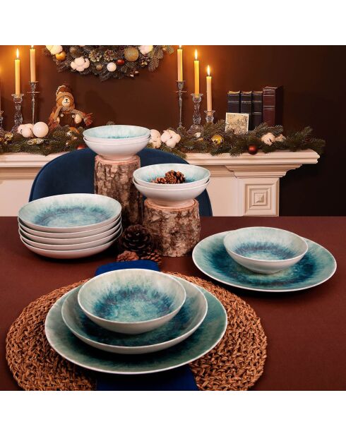 Service de table en Porcelaine blanc/bleu - 18 pièces