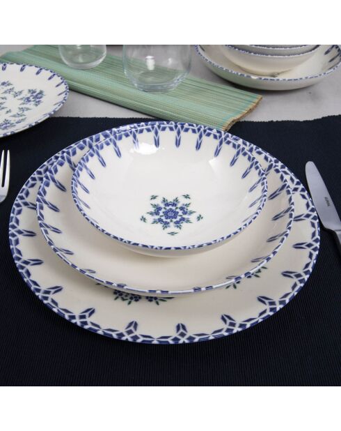 Service de table blanc/bleu - 24 pièces