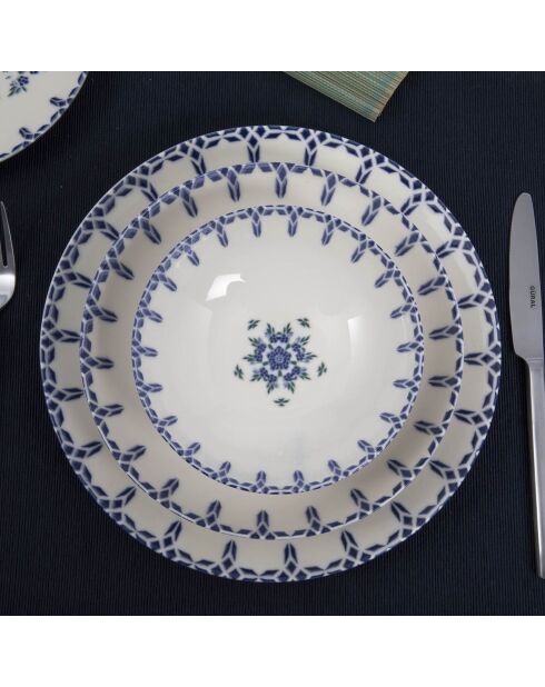 Service de table blanc/bleu - 24 pièces