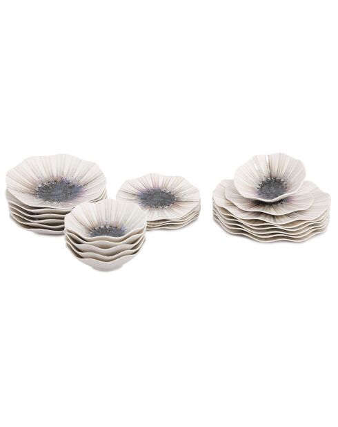 Service de table en Porcelaine multicolore - 24 pièces